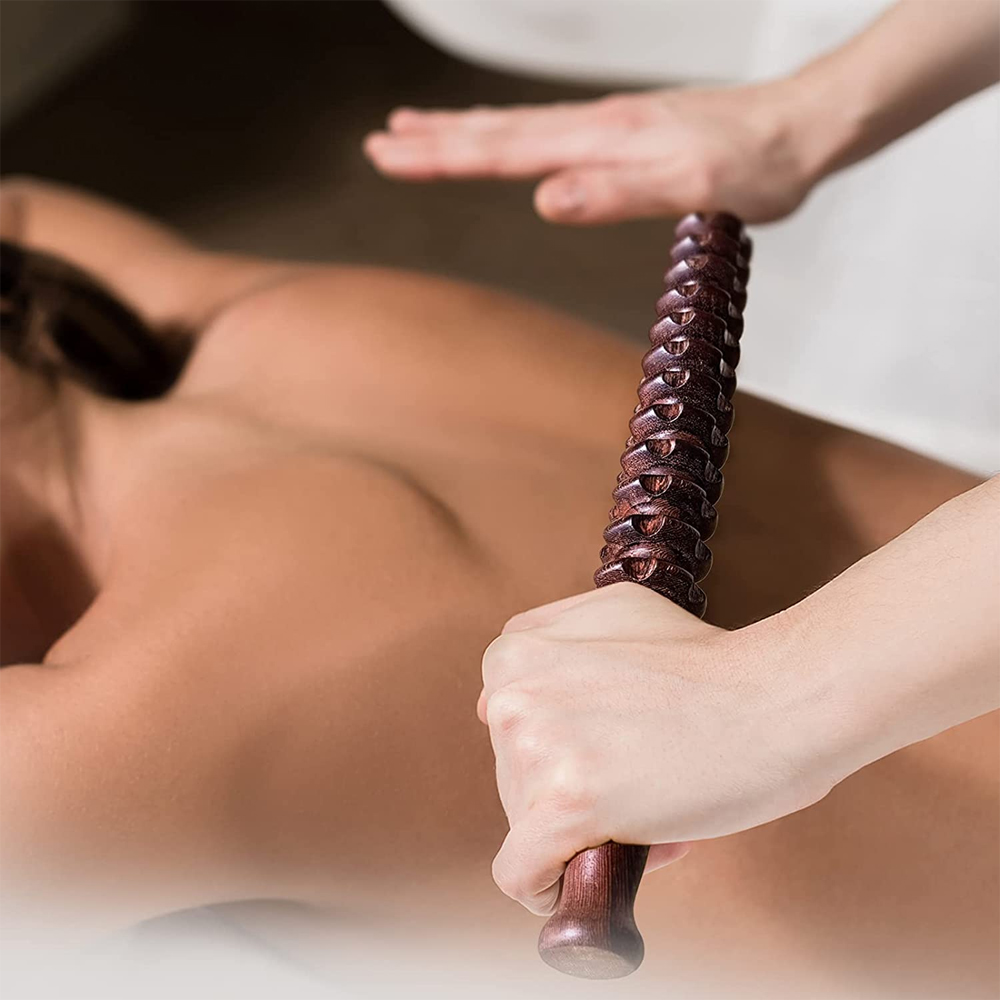 Muscle Roller Stick - جهاز مساج يدوي خشبي محمول باليد،